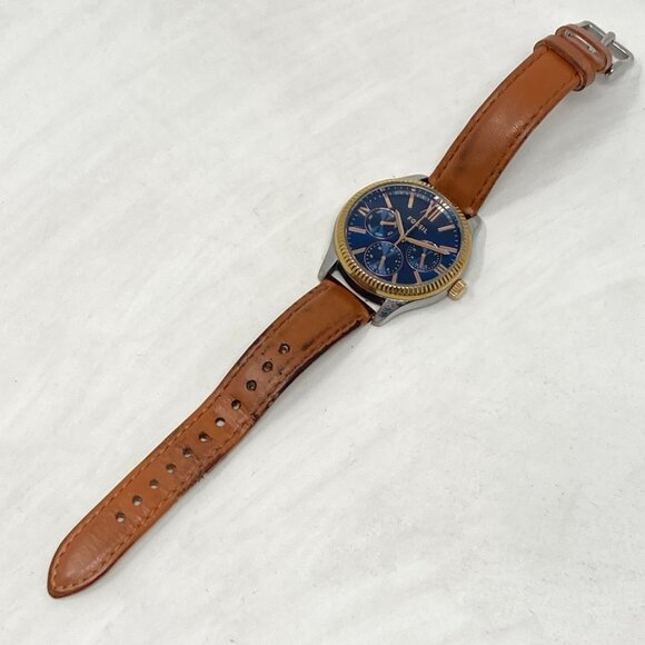 Fossil Rye Watch Women 36mm Silver Gold Tri Tone Blue Dial BQ3765 New Battery main image 11